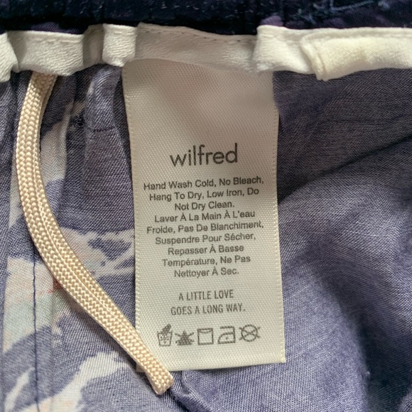 Aritzia Wilfred Faun Pant Wide-Leg Navy Blue with Floral Print XXS - Picture 10 of 11